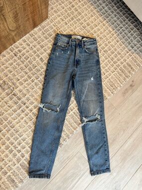stradivarius Distressed Blue Jeans